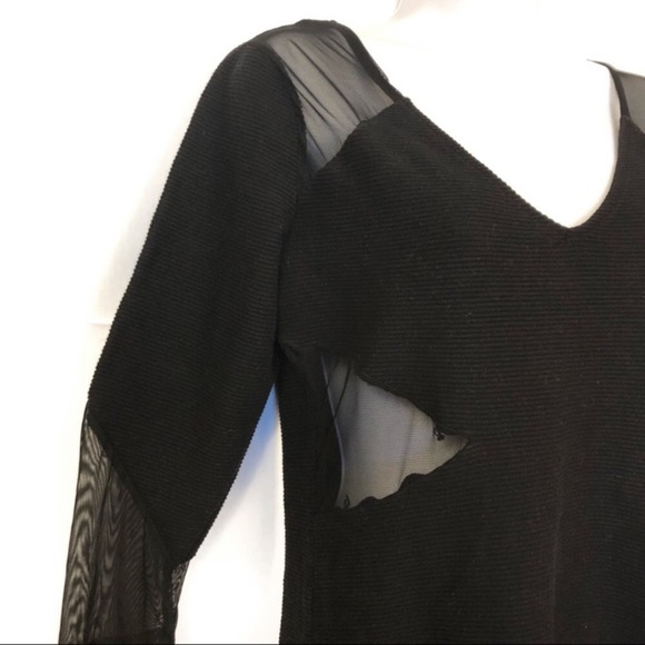 5/$25 Divided Mini Long Sleeve Black Dress Sheer Cut Outs Women's Size Medium - Picture 6 of 8